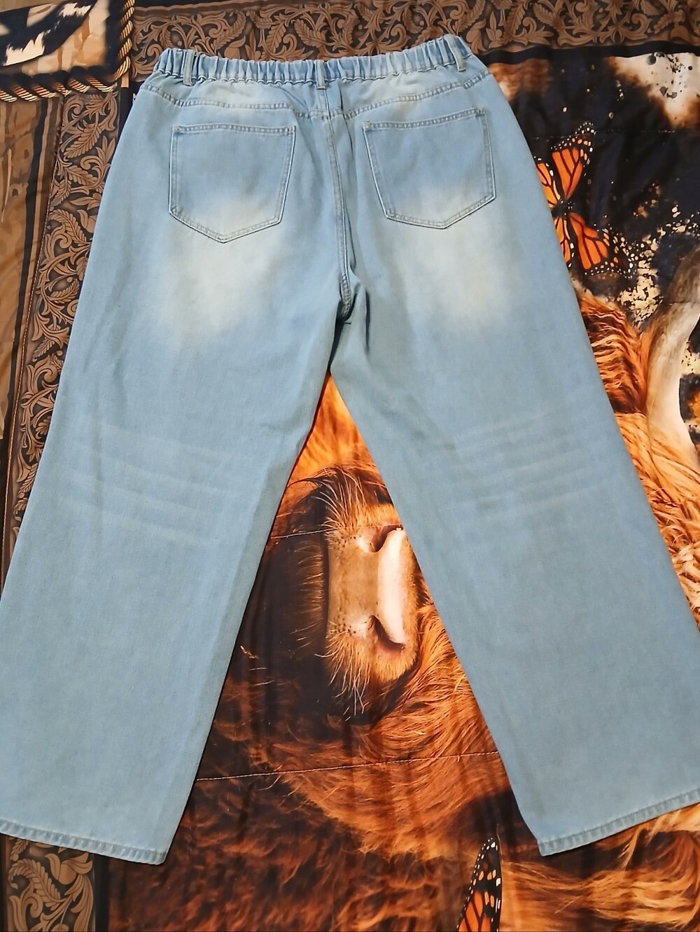 SHEIN Curve Womens Jeans 2XL 36x30 Light Wash Wide Leg High Rise